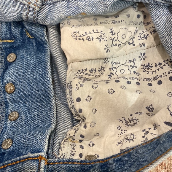 Free People Button Fly Distressed Denim Shorts, Size 27. - Picture 9 of 10